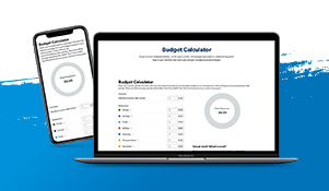 An image of the budget calculator on mobile and laptop