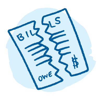 Illustrated Icon of a Torn Up Bill