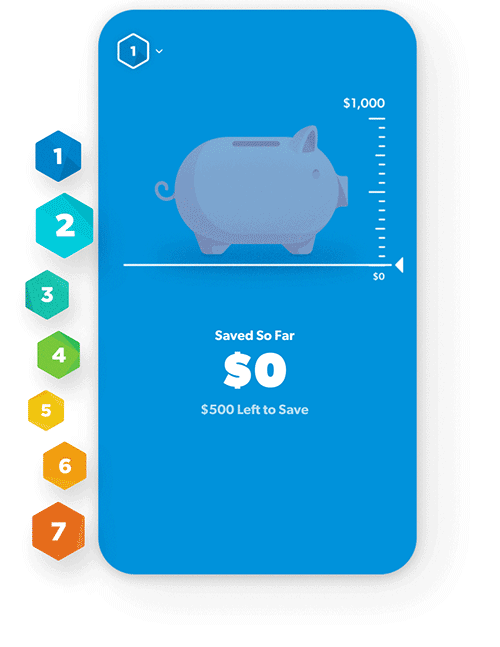 Animation of a piggy bank filling up as you save for your $1,000 emergency fund