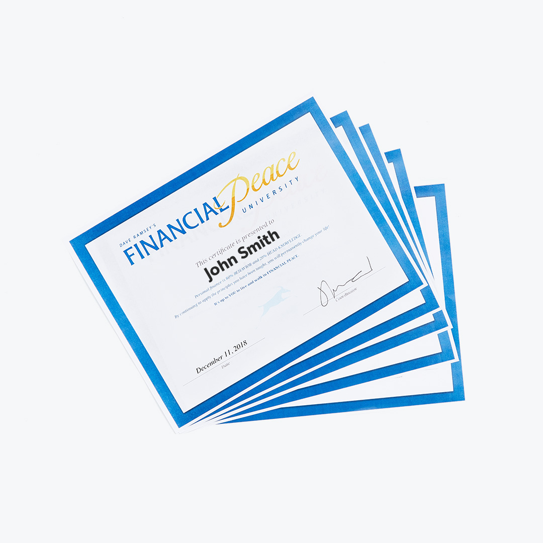 Financial Peace University - Graduation Certificates