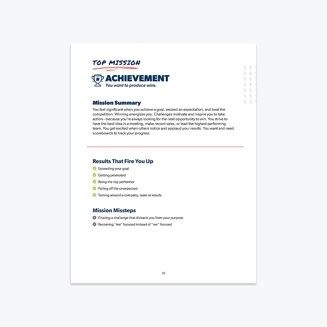 Example Page of Mission Results
