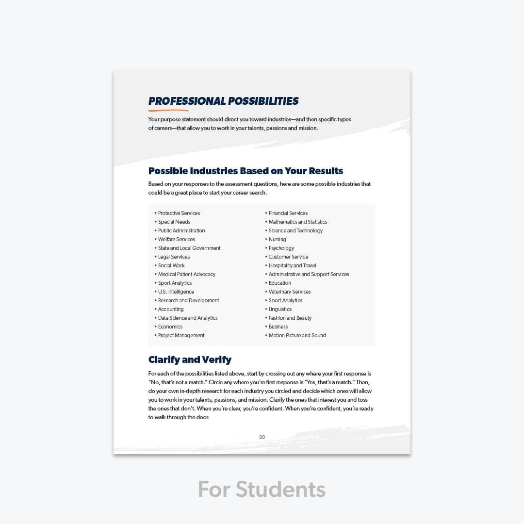 Example Page of Professional Possibilities